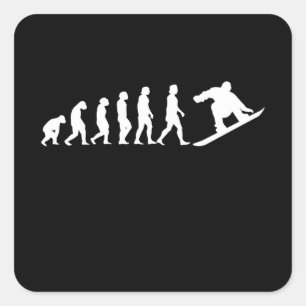 Sticker Carré Évolution du snowboard Snowboard Cadeau de snowboa
