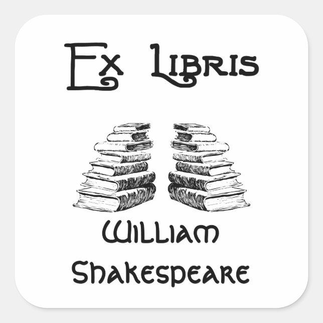 Sticker Carré Ex Libris Deco Lettres Livres Livres Livres person (Devant)