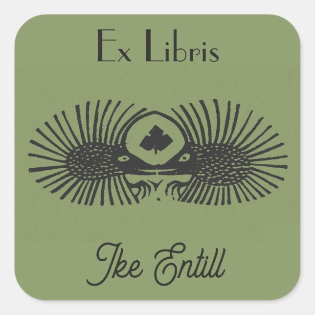 Sticker Carré Ex-libris éditable Deux Hérissons (Devant)