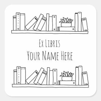 Sticker Carré Ex Libris Plaque blanche et noire