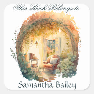 Sticker Carré Ex Libris Plaque personnalisée