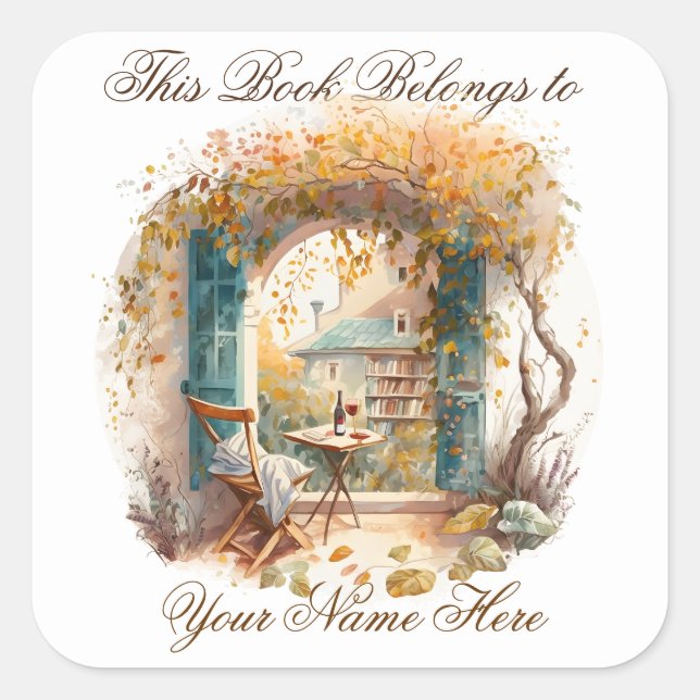 Sticker Carré Ex Libris Plaque personnalisée (Devant)