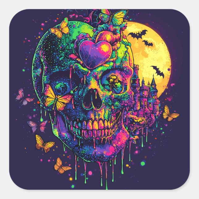 Sticker Carré ExDesigner | Personnalisation | Halloween (Devant)
