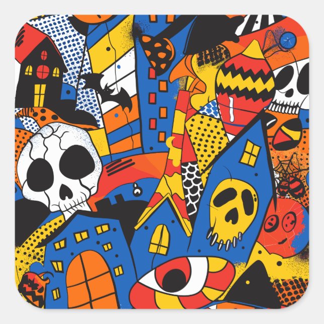 Sticker Carré ExDesigner | Personnalisation | Halloween (Devant)