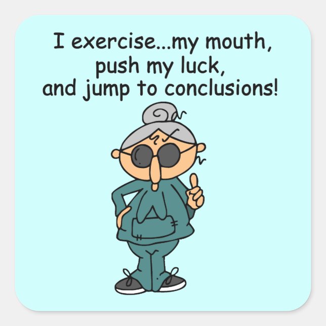 Sticker Carré Exercice, Push, Jump Humour (Devant)