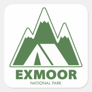 Sticker Carré Exmoor National Park Mountains Camping