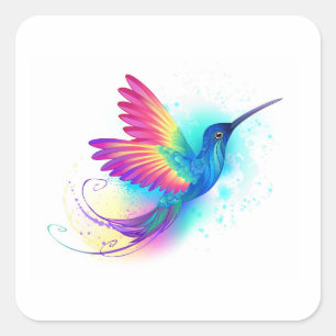 Sticker Carré Exotic Rainbow Hummingbird