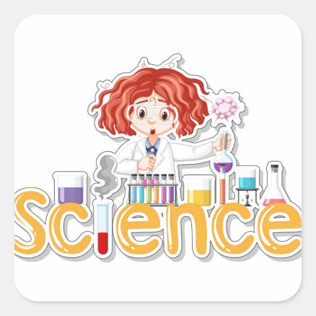 Sticker Carré Expérience scientifique (Devant)