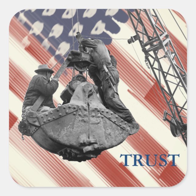 Sticker Carré Exploitant de grue Northwest Crane USA Flag Trust (Devant)