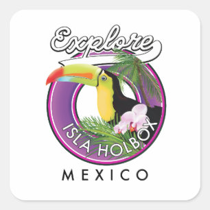 Sticker Carré explorer la plage d'Isla Holbox mexique voyage pat