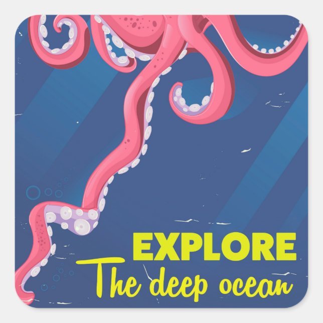 Sticker Carré Explorer l'océan profond (Devant)
