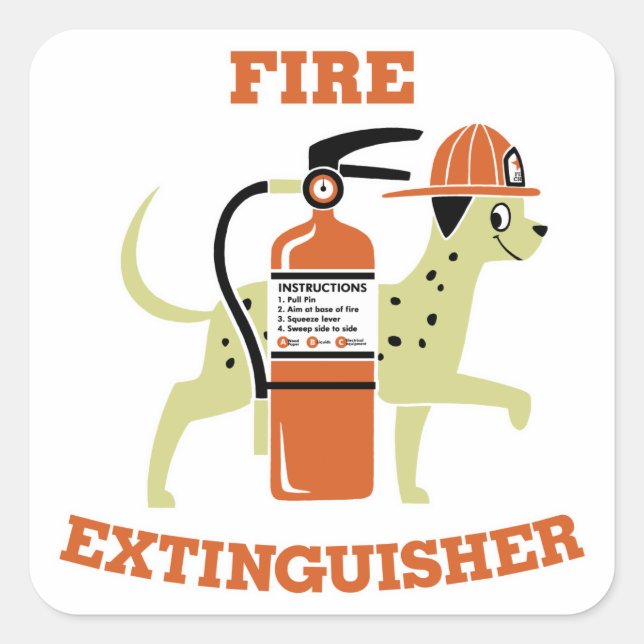 Sticker Carré Extincteur incendie (Devant)