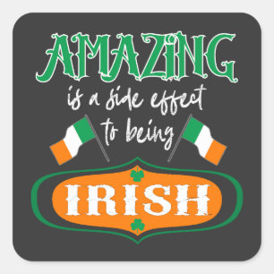 Sticker Carré Extraordinaire Shamrock du drapeau irlandais Lucky