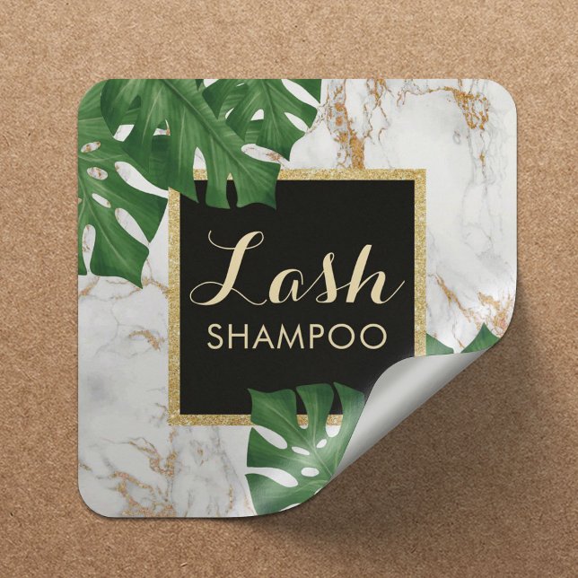 Sticker Carré Eyelash Extension Nettoyeur de Lash Feuilles tropi (Créateur téléchargé)