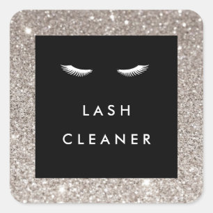 Sticker Carré Eyelashes avec nettoyant à Parties scintillant arg