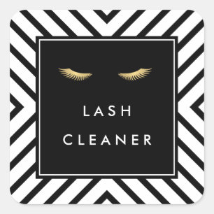 Sticker Carré Eyelashes dorés avec Motif noir et blanc mod