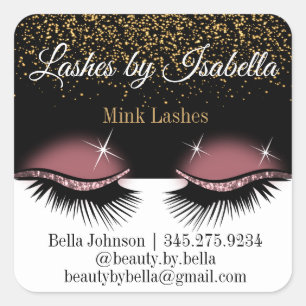 Sticker Carré Eyelashes Rose Gold Parties scintillant