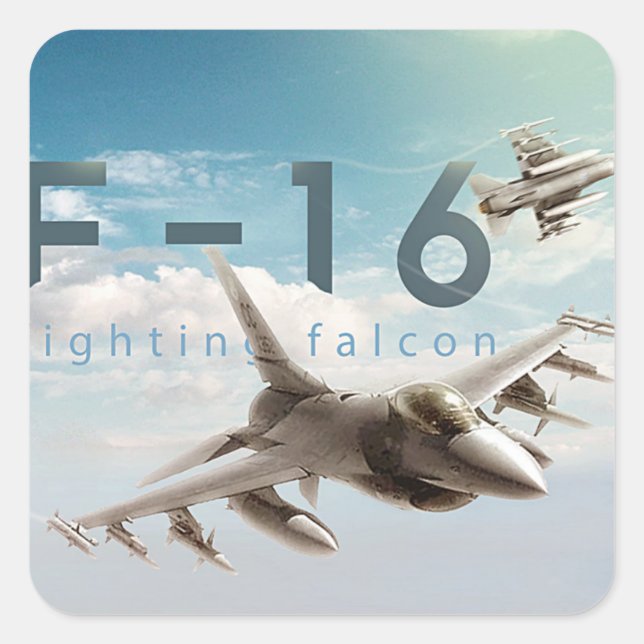 Sticker Carré F-16 Faucon combattant (Devant)