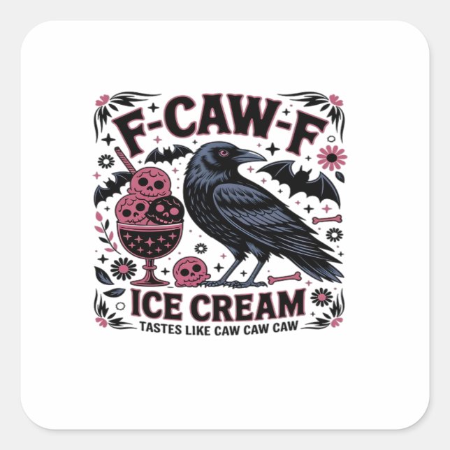 Sticker Carré F Caw F Funny Trendy (Devant)
