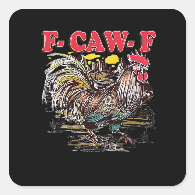 Sticker Carré F-Caw-F Hei Hei Moana Rooster Classic Funny Graphi (Devant)