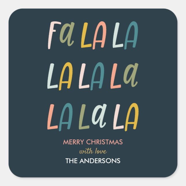 Sticker Carré FA LA LA | Couleurs pastel | Noël (Devant)