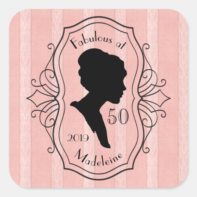 Sticker Carré Fabrique à Cinquante Cameo Lady Silhouette Dusty r (Devant)