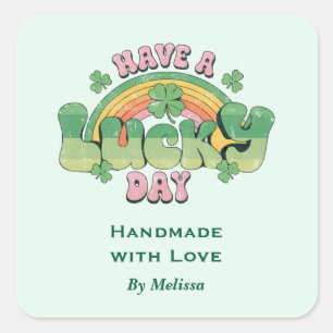 Sticker Carré Fabriqué à la main avec l'amour Avoir un jour chan