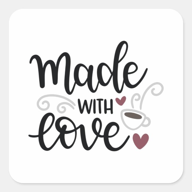 Sticker Carré Fabriqué avec amour (Devant)