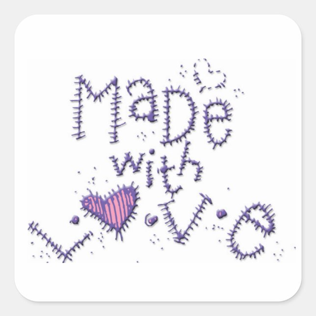 Sticker Carré Fabriqué avec amour (Devant)