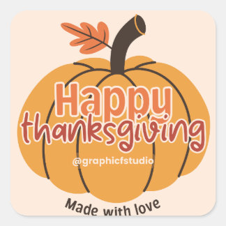 Sticker Carré Fabriqué avec le Bon thanksgiving d'amour