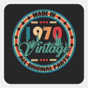 Sticker Carré Fabriqué En 1970 Classique 52e Anniversaire Tous 