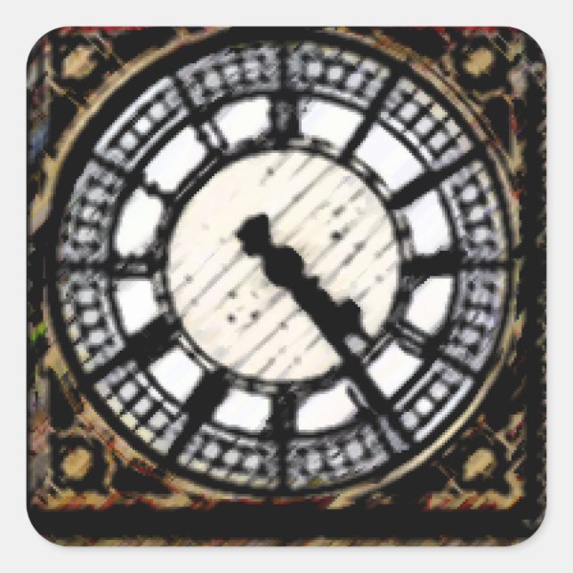 Sticker Carré Face à horloge Big Ben dans Acrylics (Devant)