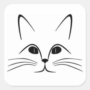 STICKER CARRÉ FACE CAT