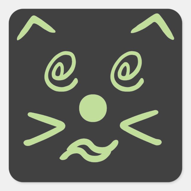 Sticker Carré Face de chat Emoji mignon (Devant)