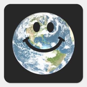 Sticker Carré Face de la Terre heureuse