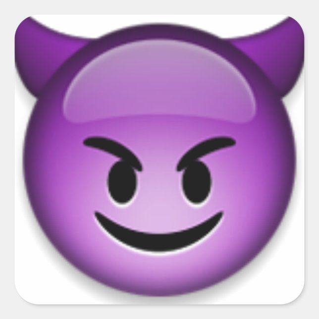 Sticker Carré Face de Naughty Emoji (Devant)