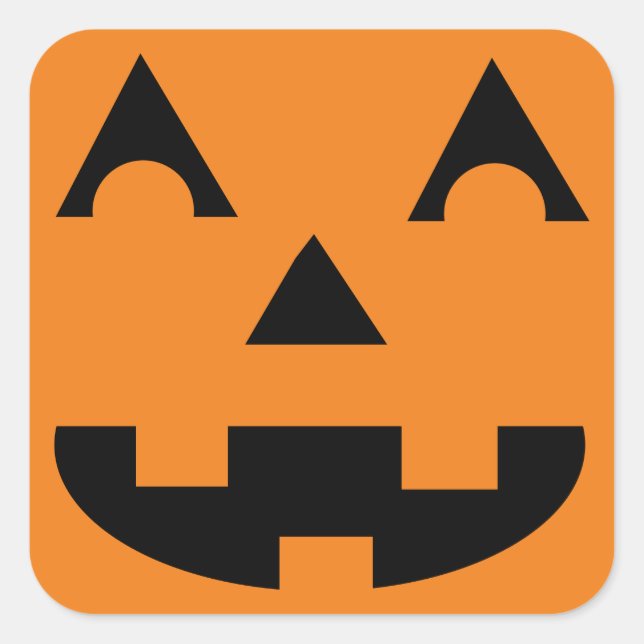 Sticker Carré Face du Citrouille Halloween Jack-o'-lantern (Devant)