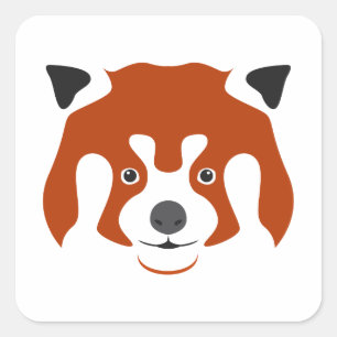 STICKER CARRÉ FACE PANDA ROUGE