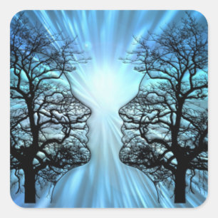 Sticker Carré FACES in Trees Look Like Brain Nerves