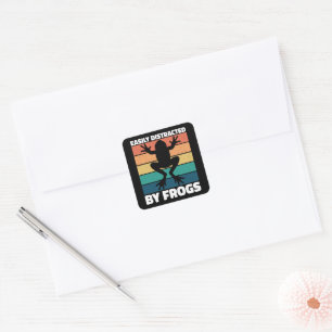 Sticker Carré Facilement Distrait Par Les Amateurs De Grenouille