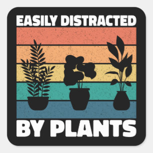Sticker Carré Facilement Distrait Par Les Amoureux Du Jardinage