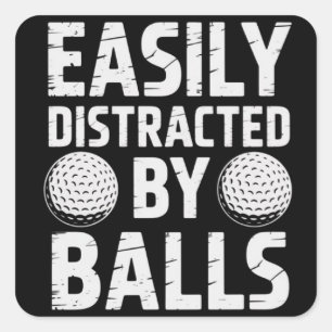 Sticker Carré Facilement distrait par les balles Amateur de golf