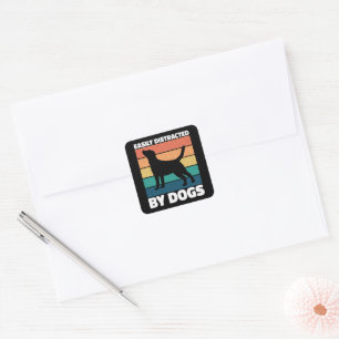 Sticker Carré Facilement Distrait Par Les Chiens De Mignons Amou