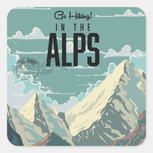 Sticker Carré Faire de la randonnée dans les Alpes