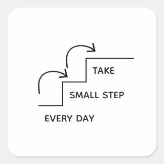 Sticker Carré Faire de Petits Pas Chaque Jour – Motivation Minim