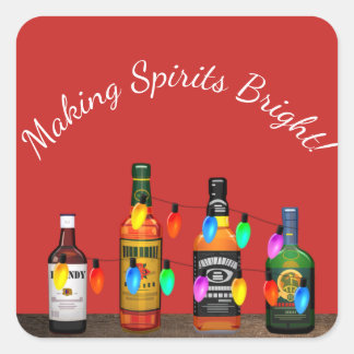 Sticker Carré Faire des spiritueux des cocktails de Noël brillan