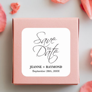 Sticker Carré Faire-Part de Mariage Moderne "Save The Date"
