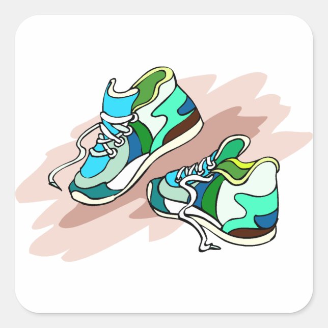 Sticker Carré Faire tourner des chaussures (Devant)