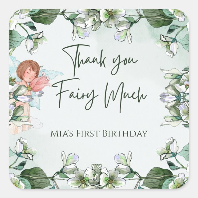 Sticker Carré Fairy First Enchanted 1er Merci Fairy Beaucoup (Devant)