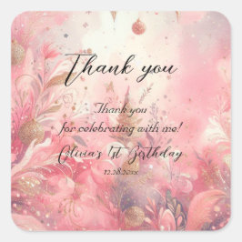 Sticker Carré Fairy First Girl's 1st Birthday